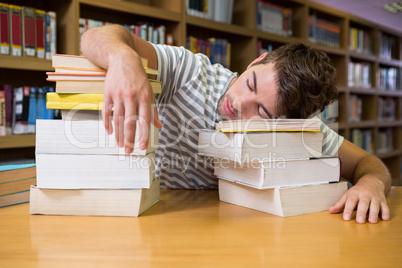 Student asleep in the library