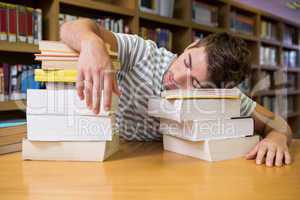 Student asleep in the library