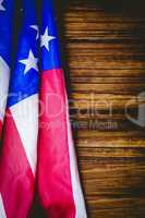 American flag on wooden table