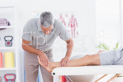 Man having leg massage