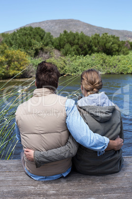 Happy couple at a lake