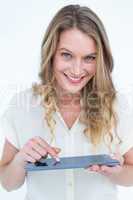 Woman using tablet pc