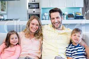 Happy family on the couch