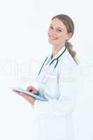 Doctor using tablet pc