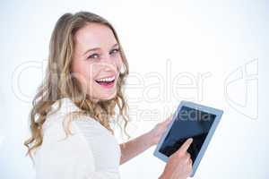 Woman using tablet pc