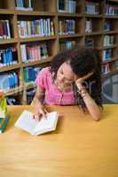 Pretty student studying in the library