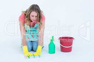 Woman cleaning the floor