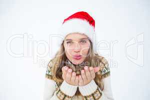 Happy hipster blowing kiss