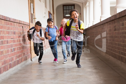 Cute pupils running down the hall