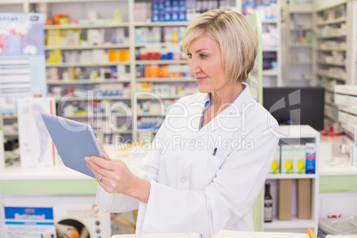 Pharmacist using tablet pc