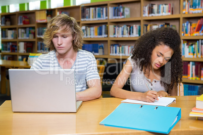 Students studying together in the library