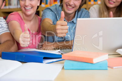 Students working together in the library