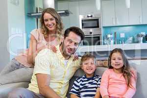 Happy family on the couch