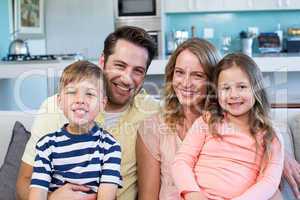 Happy family on the couch