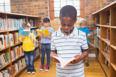 Pupils looking for books in library