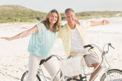 Happy couple on a bike ride