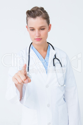Doctor pointing the finger in the air