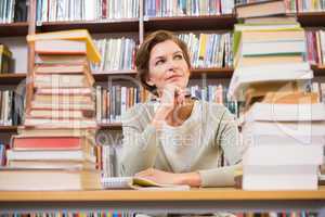 Thoughtful teacher at library