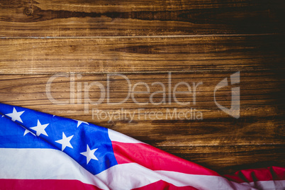 American flag on wooden table