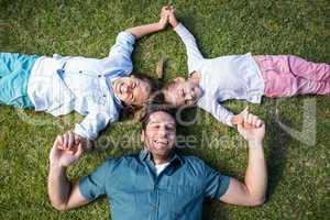 Happy father with his children