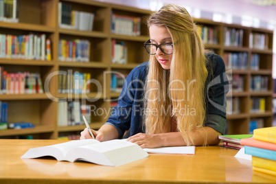 Student studying in the library