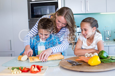 Happy family preparing lunch together