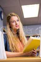 Pretty student studying in the library