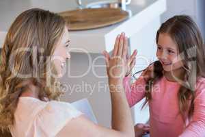 Happy mother and daughter