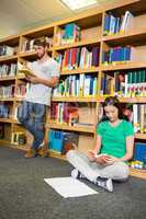 Students reading in the library