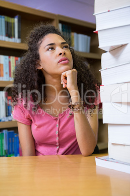 Pretty student studying in the library