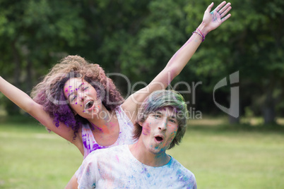 Hipsters covered in powder paint