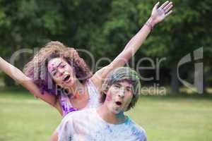 Hipsters covered in powder paint