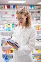 Pharmacist using tablet pc