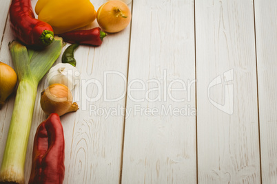 Vegetables laid out on table