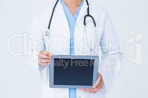 Doctor showing tablet pc