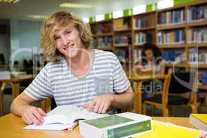 Student studying in the library