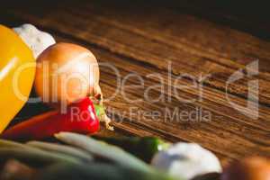 Vegetables laid out on table