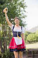 Pretty oktoberfest girl smiling at camera