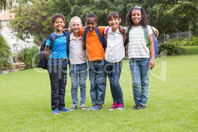 Happy friends playing in the park