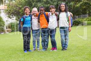 Happy friends playing in the park