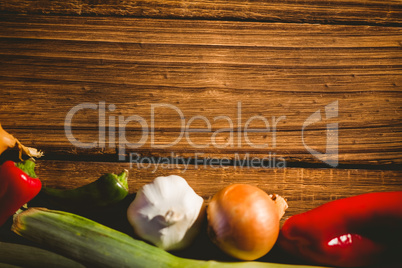 Vegetables laid out on table