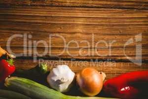 Vegetables laid out on table