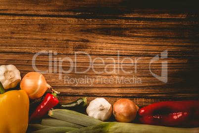 Vegetables laid out on table