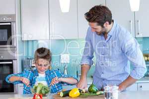 Happy family preparing lunch together