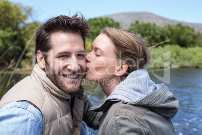 Happy couple at a lake