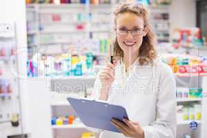 Pharmacist using tablet pc