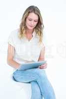 Woman using tablet pc