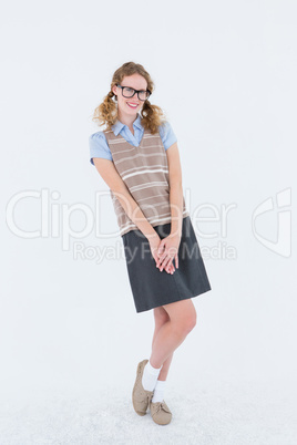 Geeky hipster woman smiling at camera