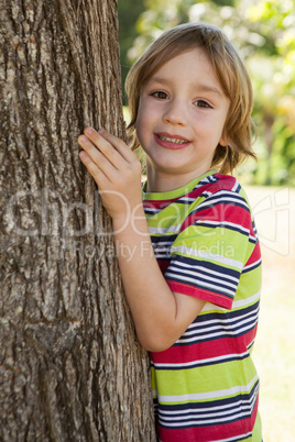 Happy little boy in the park