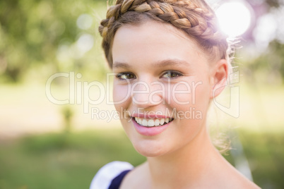 Pretty oktoberfest girl smiling at camera